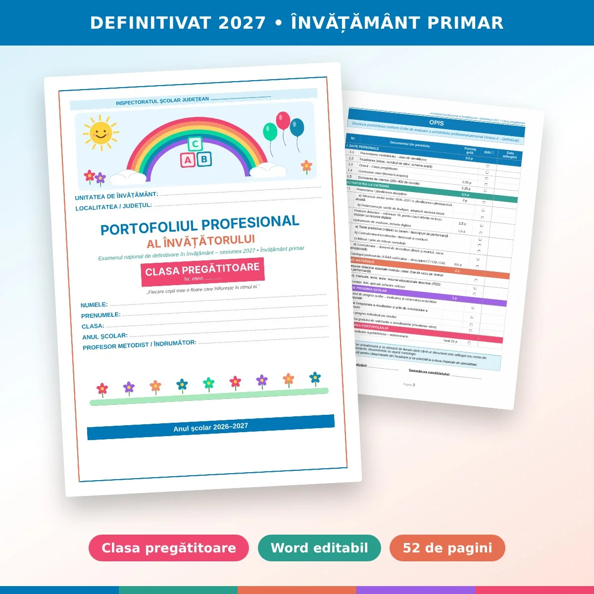 Portofoliu Definitivat clasa pregătitoare editabil