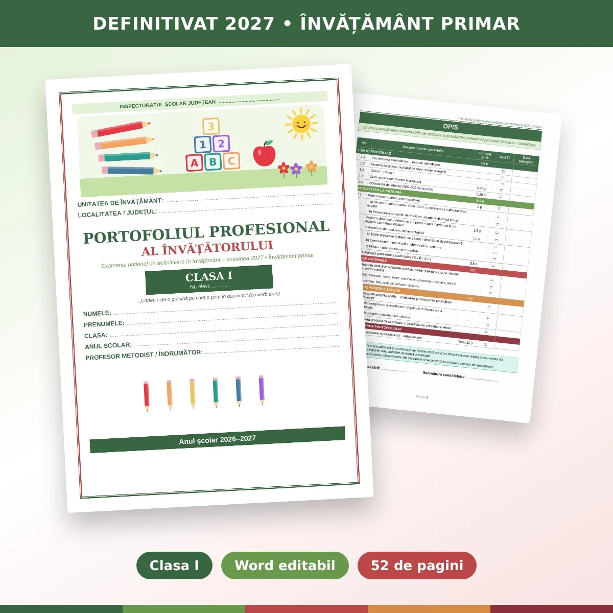 Portofoliu definitivat clasa I editabil