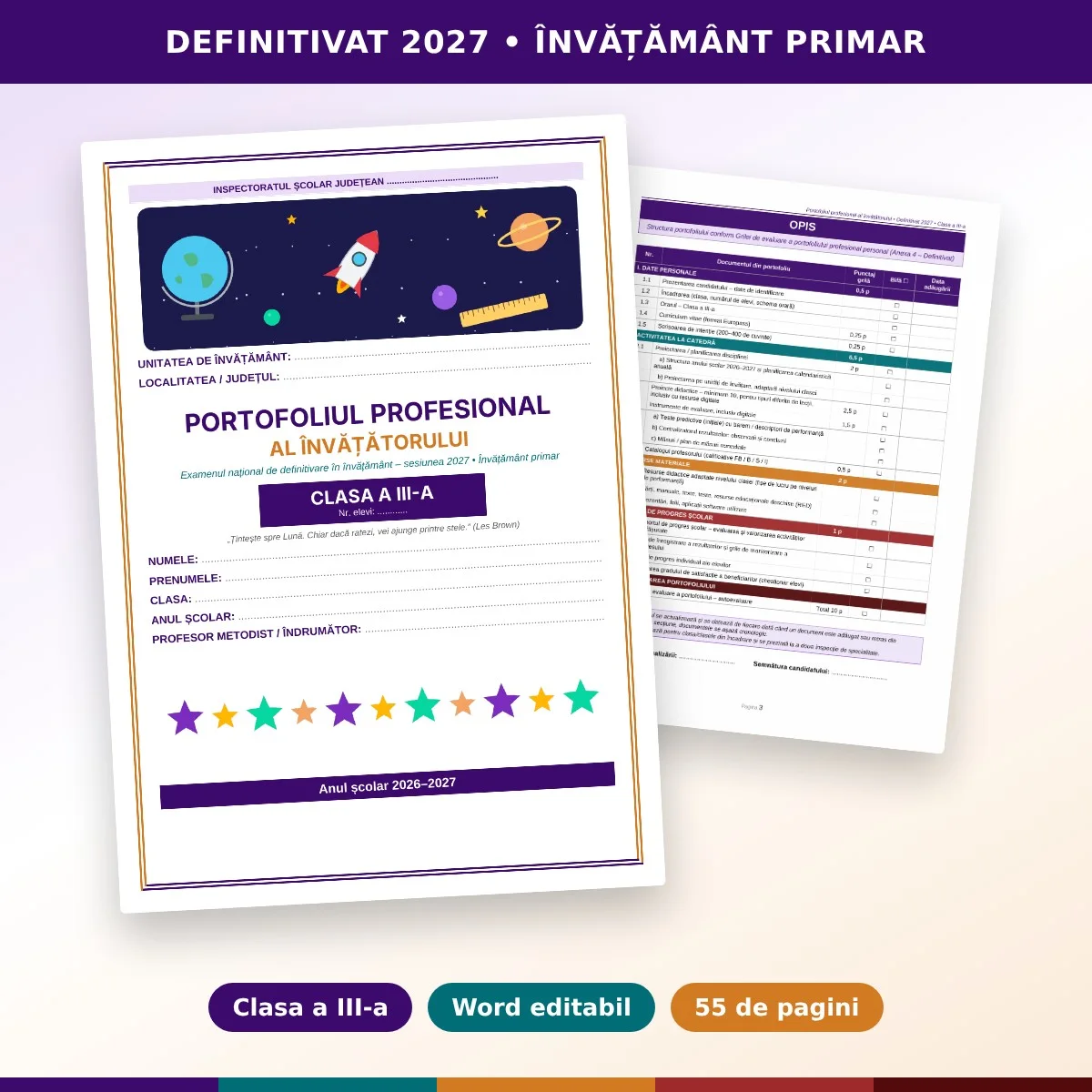 Portofoliu definitivat clasa a III-a editabil