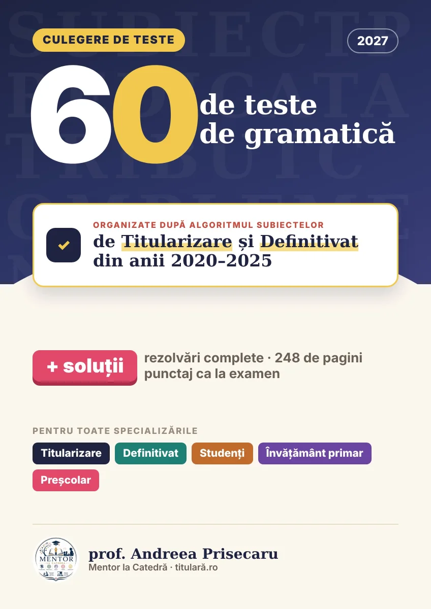 Culegere 60 de teste de gramatică+soluții