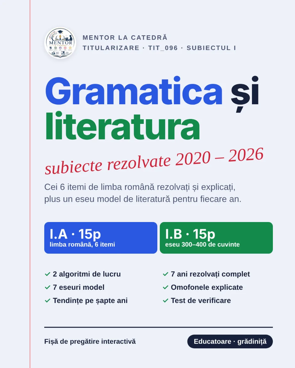 Subiecte rezolvate gramatică+literatură 2020-2026